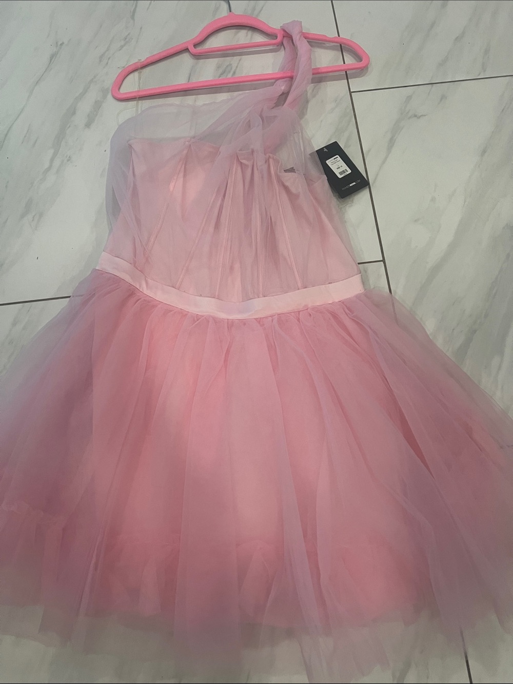 Fashion Nova Pink One-Shoulder Tulle soze 1x Dress